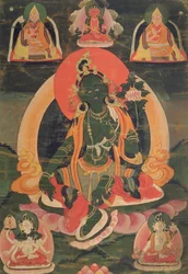 CBL Tb 1836 Green Tara (wc og gouache på bomull)